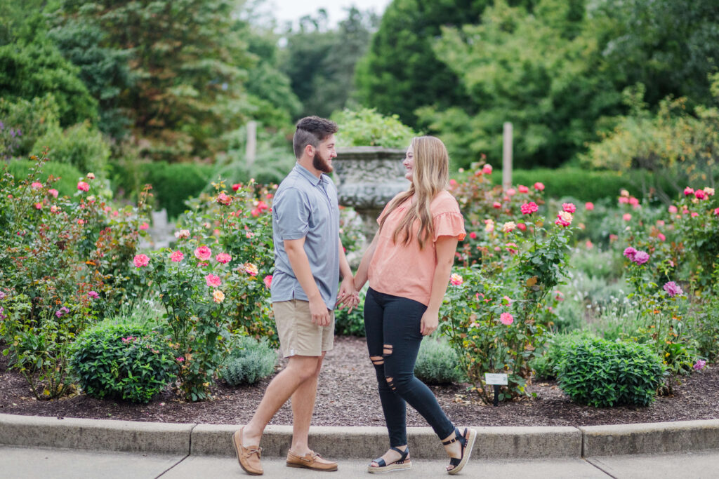 engagement pictures at ault park in the rose garden