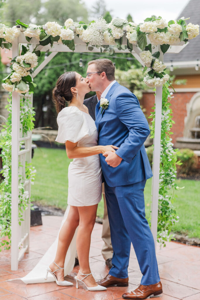 a bride and groom kiss during their kentucky elopement
