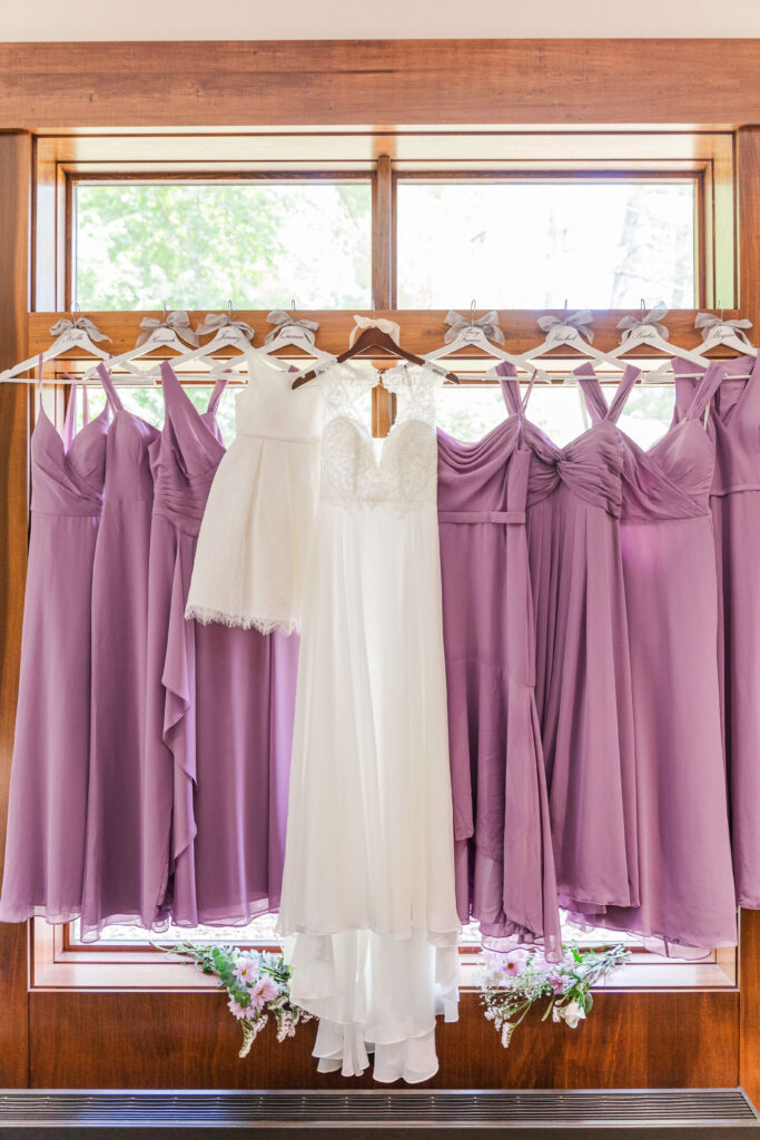 sawyer hayes community center bridesmaid dresses hanging up